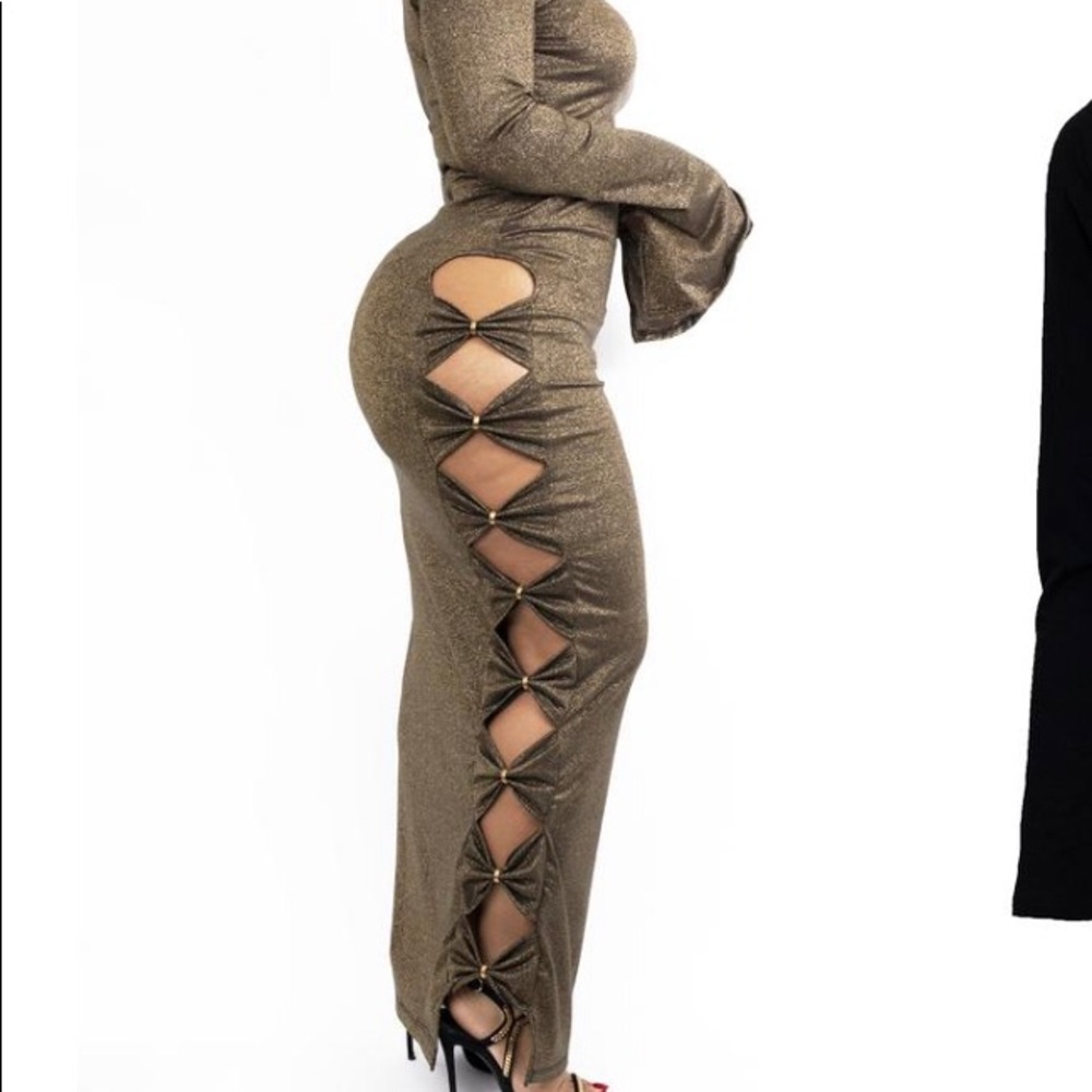 Golden Globe Cut Out Dress from Babes and Felines